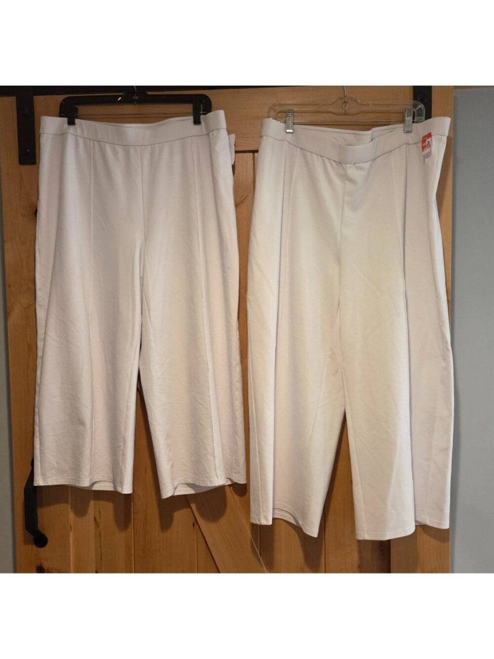 Lot of 2 J Jill Wearever Capri Pants Wide Leg Sz 2X White Pull On Trousers READ